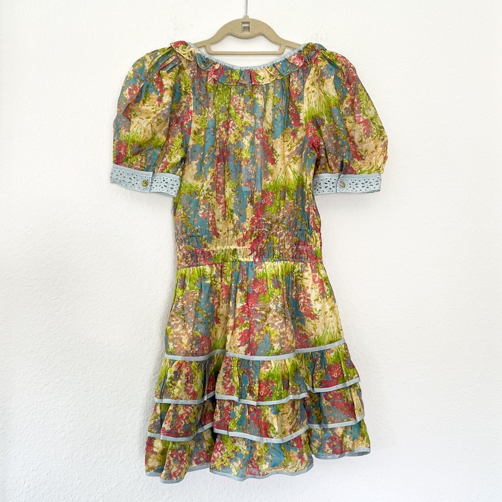 LoveShackFancy Safiya Cotton & Silk Mini Dress in Floral Print NWT - Picture 3 of 4